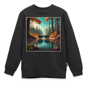 Sonnenbrille / Reflektion / Wald / Spiegelung - Kinder Premium Organic Sweatshirt - Schwarz - Vorne - AI Model Kid Female (0cm)