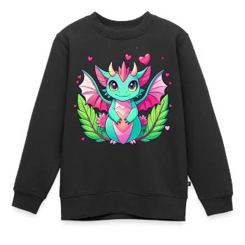 Dragon coloré - Sweat Premium enfant bio - noir - Devant - AI Model Kid Female (0cm)