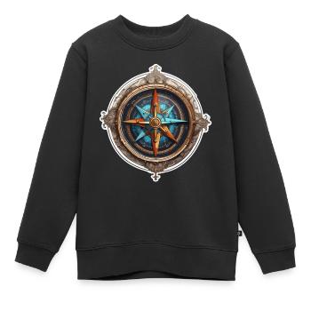 Kompass / Himmelsrichtung / Reisen / Survival - Kinder Premium Organic Sweatshirt - Schwarz - Vorne - AI Model Kid Female (0cm)