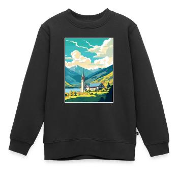 San Martin De Los Andes Vintage voyage affiche WPA - Sweat Premium enfant bio - noir - Devant - AI Model Kid Female (0cm)