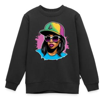 Urbanes Vibe Girl - Kinder Premium Organic Sweatshirt - Schwarz - Vorne - AI Model Kid Female (0cm)