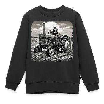 Tractor / Agriculture / Farmer / Field Work - Kids Premium Organic Sweatshirt - black - Front - AI Model Kid Female (0cm)