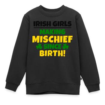 Fête de la Saint-Patrick : les filles irlandaises, fauteurs de bêtises - Sweat Premium enfant bio - noir - Devant - AI Model Kid Female (0cm)