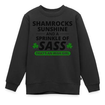 Irish Girl: Kleeblätter, Sonnenschein und Frechheit - Kinder Premium Organic Sweatshirt - Schwarz - Vorne - AI Model Kid Female (0cm)