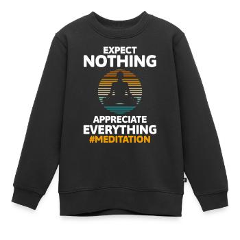 Yoga Bouddhisme Namaste Conscience - Sweat Premium enfant bio - noir - Devant - AI Model Kid Female (0cm)