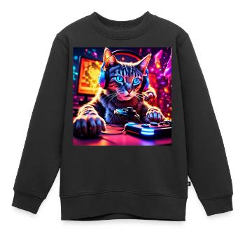 Cat Gaming Gaming - Sweat Premium enfant bio - noir - Devant - AI Model Kid Female (0cm)