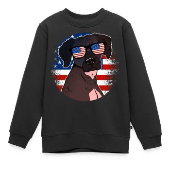 USA - Kinder Premium Organic Sweatshirt - Schwarz - Vorne - AI Model Kid Female (0cm)