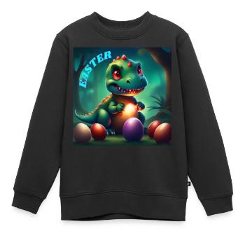 Dinosaurier Rote Augen Ostereier - Kinder Premium Organic Sweatshirt - Schwarz - Vorne - AI Model Kid Female (0cm)