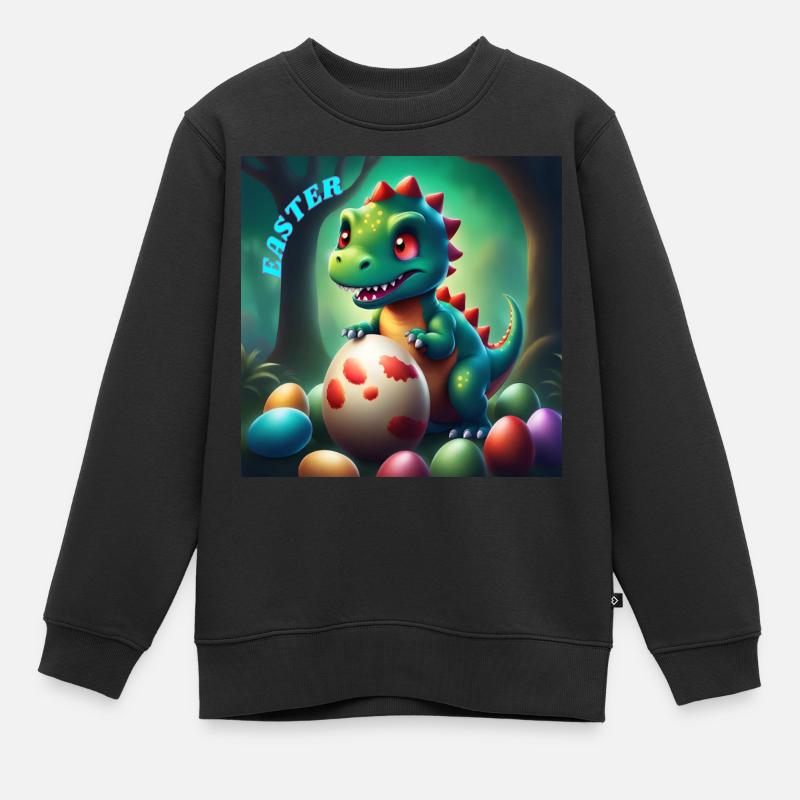 Cute Dinosaur Red Eyes Easter - Kids Premium Organic Sweatshirt - black