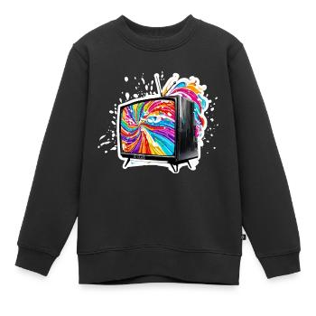 TV / Télévision / Analogique / Tube TV / Rétro - Sweat Premium enfant bio - noir - Devant - AI Model Kid Female (0cm)