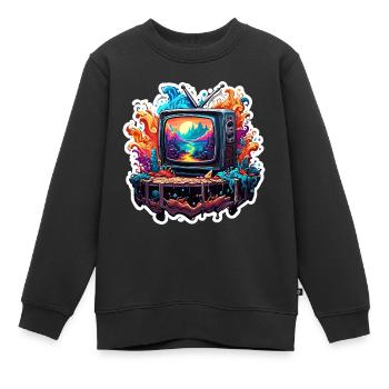 TV / Télévision / Analogique / Tube TV / Rétro - Sweat Premium enfant bio - noir - Devant - AI Model Kid Female (0cm)
