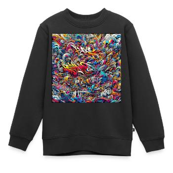 Graffiti Puls - Kinder Premium Organic Sweatshirt - Schwarz - Vorne - AI Model Kid Female (0cm)