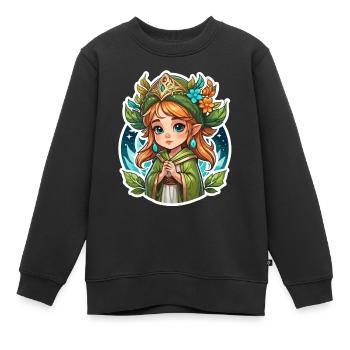 Druide Mignon Illustration - Sweat Premium enfant bio - noir - Devant - AI Model Kid Female (0cm)