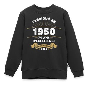 Made in 1950 74 Years of Original Excellence - Kids Premium Organic Sweatshirt - black - Front - AI Model Kid Female (0cm)