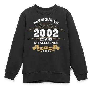 Made in 2002 22 years of original excellence - Kids Premium Organic Sweatshirt - black - Front - AI Model Kid Female (0cm)