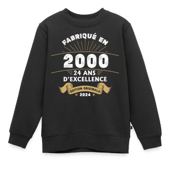 Made in 2000 24 years of original excellence - Kids Premium Organic Sweatshirt - black - Front - AI Model Kid Female (0cm)