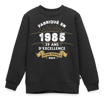 Made in 1985 39 Years of Original Excellence - Kids Premium Organic Sweatshirt - black - Front - AI Model Kid Female (0cm)