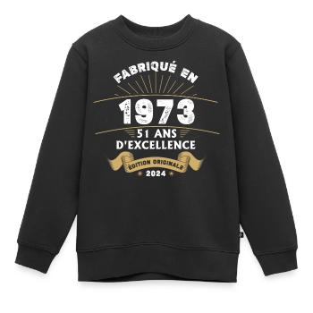 Made in 1973 51 Years of Original Excellence - Kids Premium Organic Sweatshirt - black - Front - AI Model Kid Female (0cm)