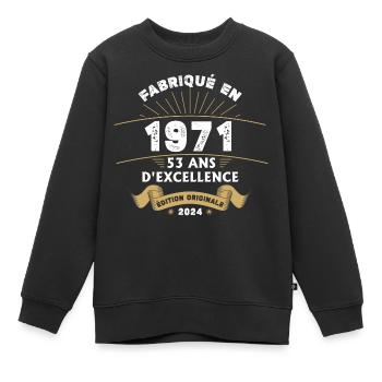 Made in 1971 53 Years of Original Excellence - Kids Premium Organic Sweatshirt - black - Front - AI Model Kid Female (0cm)