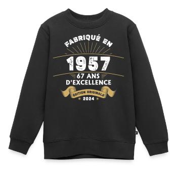 Made in 1957 67 Years of Original Excellence - Kids Premium Organic Sweatshirt - black - Front - AI Model Kid Female (0cm)