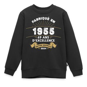 Made in 1955 69 Years of Original Excellence - Kids Premium Organic Sweatshirt - black - Front - AI Model Kid Female (0cm)