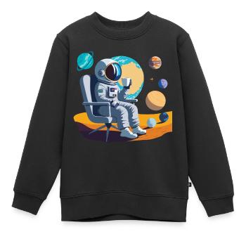 Interstellare Kaffeepause - Kinder Premium Organic Sweatshirt - Schwarz - Vorne - AI Model Kid Female (0cm)