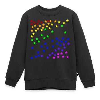 Stars rainbow gift idea colorful - Kids Premium Organic Sweatshirt - black - Front - AI Model Kid Female (0cm)