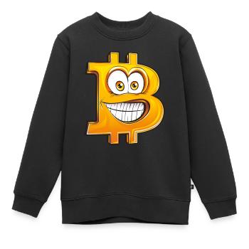 lustiges Bitcoin BTC Symbol Comic Cartoon Style - Kinder Premium Organic Sweatshirt - Schwarz - Vorne - AI Model Kid Female (0cm)