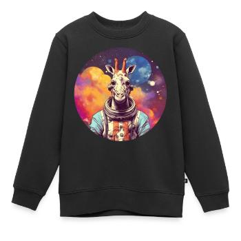 Girafe cosmique - Sweat Premium enfant bio - noir - Devant - AI Model Kid Female (0cm)