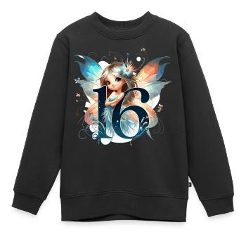 16 ans fée elfe mignon cadeau d’anniversaire - Sweat Premium enfant bio - noir - Devant - AI Model Kid Female (0cm)
