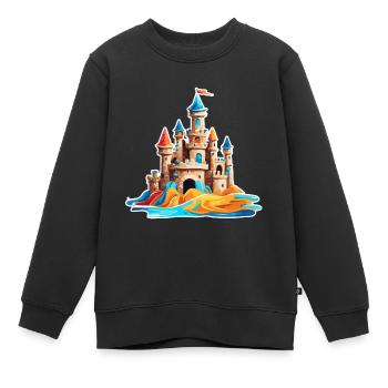 Sandcastle / Building / Playing / Castle / Holiday - Kids Premium Organic Sweatshirt - black - Front - AI Model Kid Female (0cm)