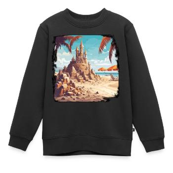 Sandcastle / Building / Playing / Castle / Holiday - Kids Premium Organic Sweatshirt - black - Front - AI Model Kid Female (0cm)