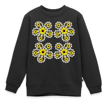 Blumenmuster mit Margeriten Sonnenblumen Blüte - Kinder Premium Organic Sweatshirt - Schwarz - Vorne - AI Model Kid Female (0cm)