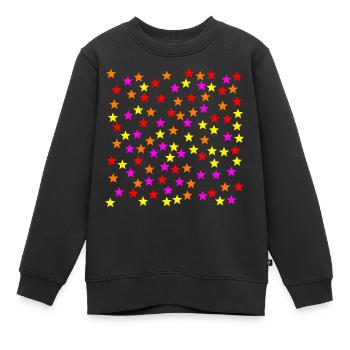 Sterne orange gelb rosa pink rot Geschenkidee - Kinder Premium Organic Sweatshirt - Schwarz - Vorne - AI Model Kid Female (0cm)