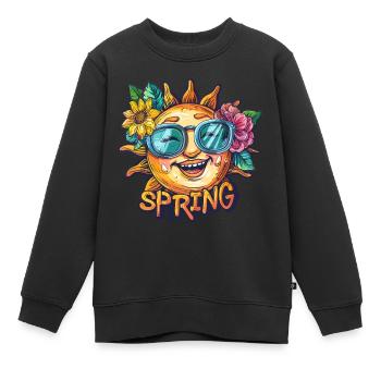 Printemps Printemps Fleurs De Soleil - Sweat Premium enfant bio - noir - Devant - AI Model Kid Female (0cm)