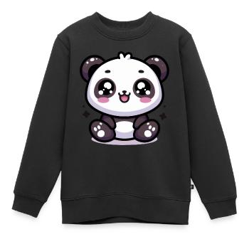 Kawaii Niedlicher Panda - Kinder Premium Organic Sweatshirt - Schwarz - Vorne - AI Model Kid Female (0cm)