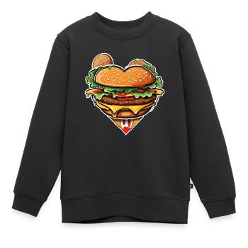 Burger / Fastfood / Essen / Brötchen / Rindfleisch - Kinder Premium Organic Sweatshirt - Schwarz - Vorne - AI Model Kid Female (0cm)