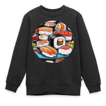 Sushi / Maki / Nigiri / Wasabi / Asiatique - Sweat Premium enfant bio - noir - Devant - AI Model Kid Female (0cm)