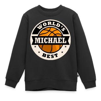 Mikaël world s best joueur de basketball - Sweat Premium enfant bio - noir - Devant - AI Model Kid Female (0cm)