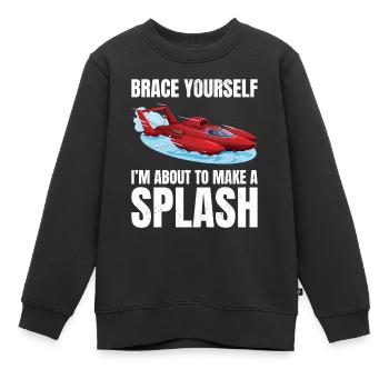 Alerte d’éclaboussure : Course d’hydroplanes Fun Water Sport - Sweat Premium enfant bio - noir - Devant - AI Model Kid Female (0cm)