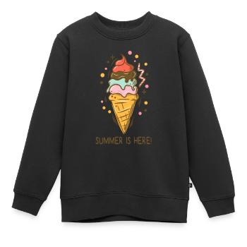 Crème glacée L’été est là Crème glacée Glacier Glacier Heure d’été - Sweat Premium enfant bio - noir - Devant - AI Model Kid Female (0cm)