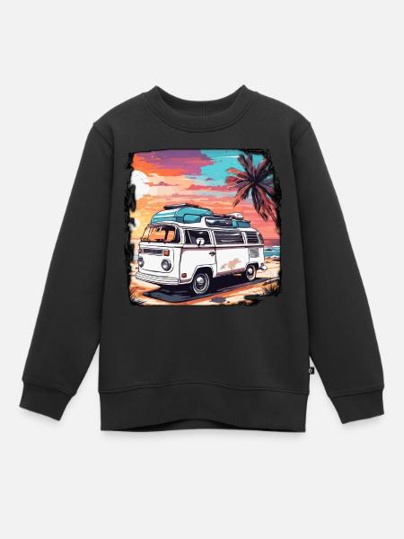 Camping-car / Camping-car / camping / Roadtrip / Voyage - Sweat Premium enfant bio - noir