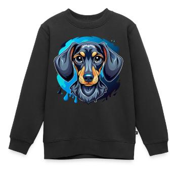 teckel - Sweat Premium enfant bio - noir - Devant - AI Model Kid Female (0cm)