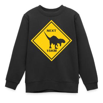 Conception de panneaux de signalisation routière Allosaurus, à l’attention des dinos - Sweat Premium enfant bio - noir - Devant - AI Model Kid Female (0cm)
