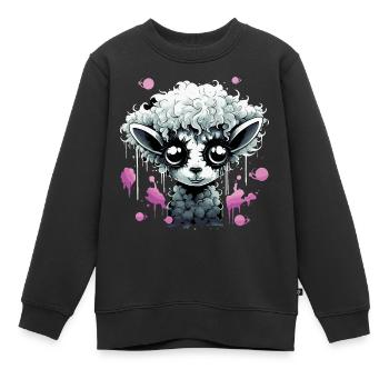 Lustiges Grufti Schaf - Kinder Premium Organic Sweatshirt - Schwarz - Vorne - AI Model Kid Female (0cm)