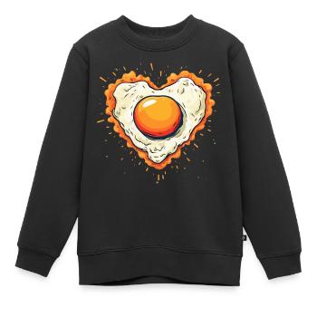 Oeuf au plat avec cœur - Sweat Premium enfant bio - noir - Devant - AI Model Kid Female (0cm)