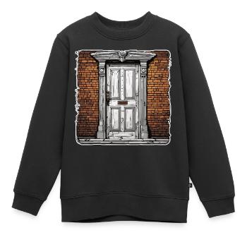 Porte / Entrée / Serrure / Portail / Porte d’entrée / Design - Sweat Premium enfant bio - noir - Devant - AI Model Kid Female (0cm)