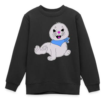 Seehund Aufkleber - Kinder Premium Organic Sweatshirt - Schwarz - Vorne - AI Model Kid Female (0cm)