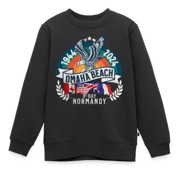 D DAY 80. Jahrestag Omaha Beach Normandie - Kinder Premium Organic Sweatshirt - Schwarz - Vorne - AI Model Kid Female (0cm)
