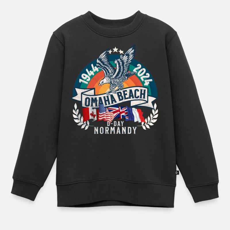 D DAY 80th anniversary Omaha Beach Normandy - Sweat Premium enfant bio - noir